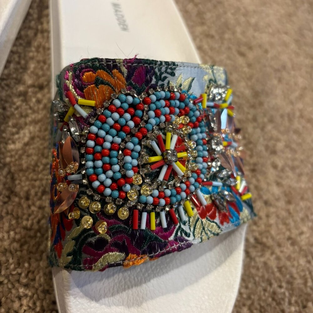 Steve Madden SPARK Beaded Slides 8 women's multicolored beautiful floral - Picture 8 of 8